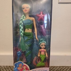 Mermaid Doll Set with Blue and Green Hair
